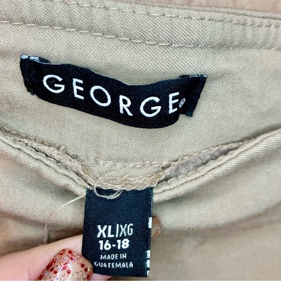 Beige Capris XL by George Rayon Nylon Spandex Stretch Flat Front Pockets - Picture 3 of 8